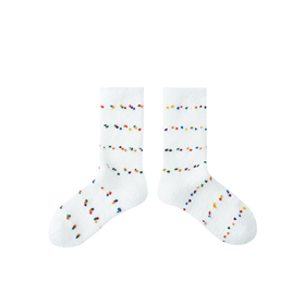 买2件彩糖豆半边绒毛线袜