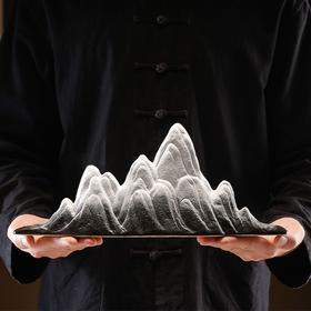 新中式禅意水族鱼缸造景假山陶瓷摆件大中小号桌面景观沙盘装饰品