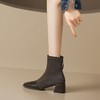 ZHR中跟短靴女2022秋冬新款韩版方头粗跟女靴百搭加绒保暖瘦瘦靴 商品缩略图8