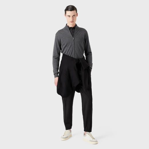 EMPORIO ARMANI 阿玛尼 男士羊毛拉链针织开衫 深灰色 8N1MUZ 1MJXZ 0631 商品图3