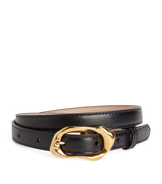 稀有正单 Mcqueen Thin-Molten Belt 女士细腰带 金色"融化"扣极具设计感 商品图0