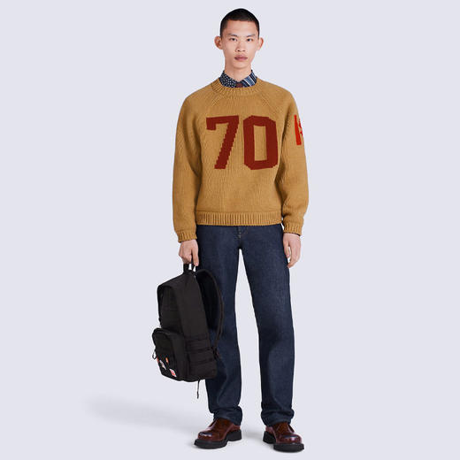 KENZO 高田贤三 男士 VARSITY 美利奴羊毛圆领长袖针织衫 驼色 FC65 PU315 3BA 14 商品图3
