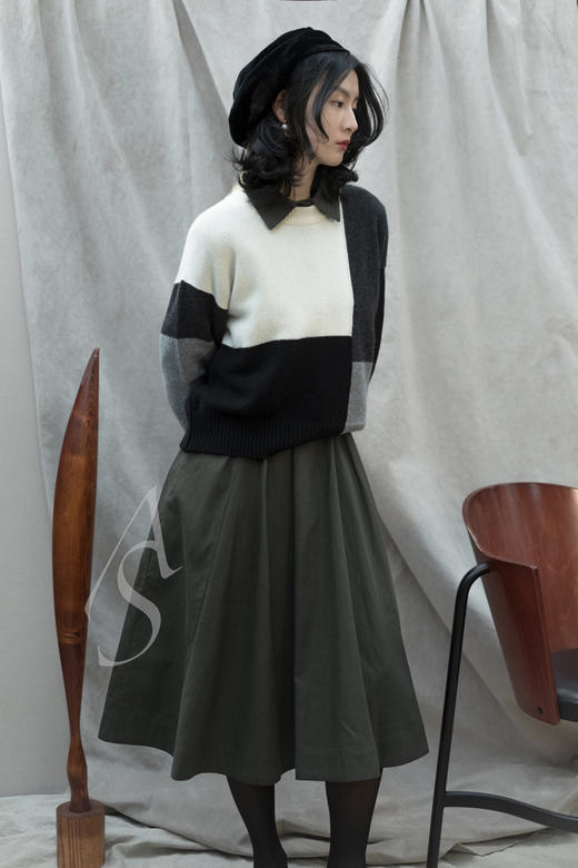 Margaret Howell  霁红色/森林绿长袖连衣裙 商品图9