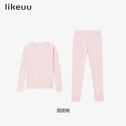 likeuu儿童睡衣套装女童秋衣秋裤囡囡桃天然无印染肌底衣新款LC1132011ZY 商品图4