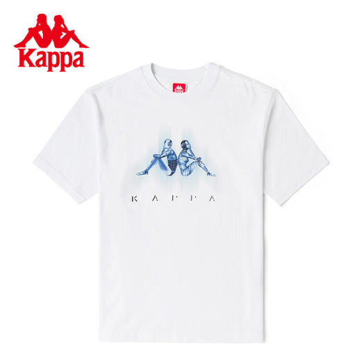 Kappa卡帕短袖2022新情侣男女运动T恤休闲半袖圆领上衣K0CX2TD23D 漂白-001 XL 商品图0