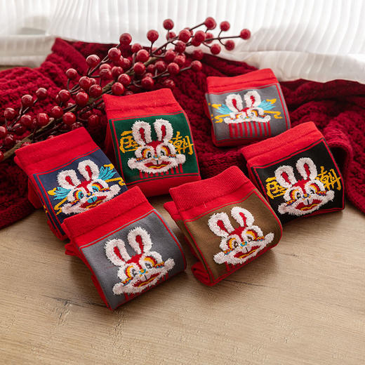 兔年本命年红袜子情侣款棉冬季高筒防寒袜 商品图1