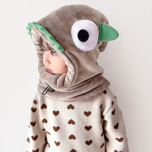 防护帽子儿童秋冬户外儿童防护一体帽防飞沫带面罩可爱加厚保暖帽 商品图8