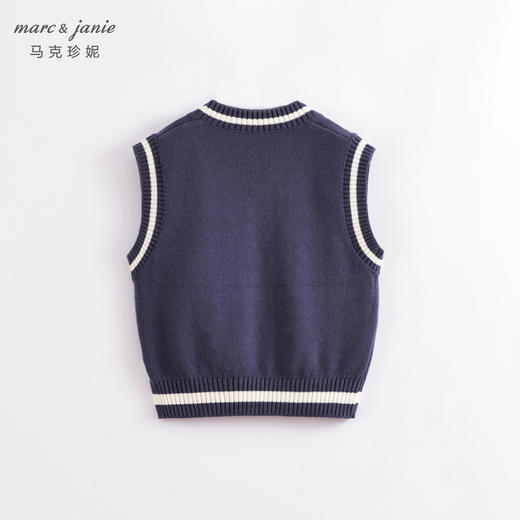 马克珍妮春装新款 男女童学院风字母V领针织马甲230191 商品图3