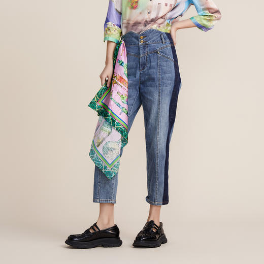 MIIDII谜底2022春新款100%桑蚕丝两用头巾真丝小方巾女221MQ0401 商品图3