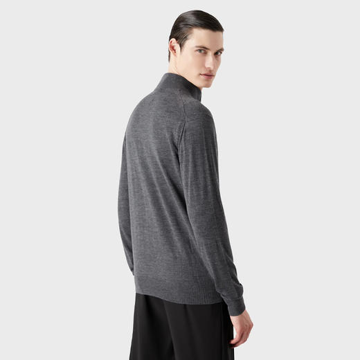EMPORIO ARMANI 阿玛尼 男士羊毛拉链针织开衫 深灰色 8N1MUZ 1MJXZ 0631 商品图2