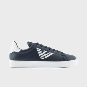 EMPORIO ARMANI 阿玛尼 男士皮革徽标印花休闲运动鞋 黑色 X4X554 XF663 00120