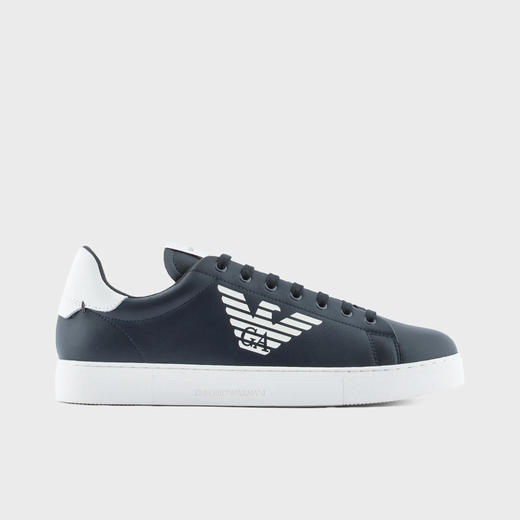 EMPORIO ARMANI 阿玛尼 男士皮革徽标印花休闲运动鞋 黑色 X4X554 XF663 00120 商品图0