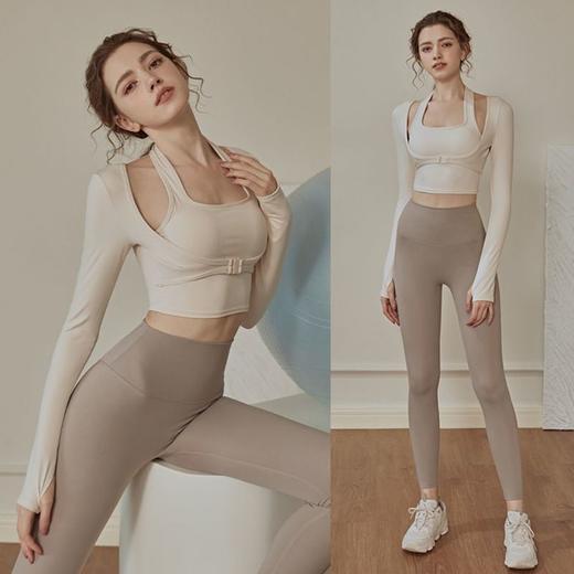 带胸垫瑜伽服套装女秋冬款洋气跑步运动T恤长袖速干健身上衣外穿 商品图2