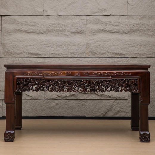 清 红木透雕灵芝纹画桌 商品图0