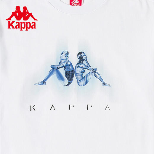 Kappa卡帕短袖2022新情侣男女运动T恤休闲半袖圆领上衣K0CX2TD23D 漂白-001 XL 商品图3