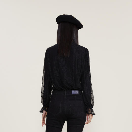 谜底蕾丝上衣女2022冬季新款高级复古维多利亚式上衣女224GS1659 商品图2