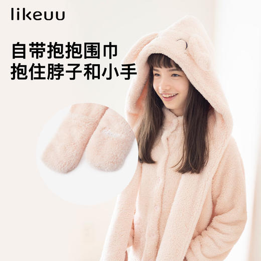likeuu珊瑚绒兔子造型家居服套装儿童公主风秋冬睡衣可外穿 商品图2