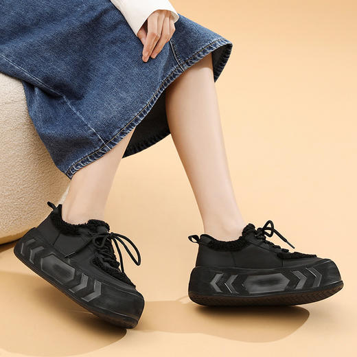 ZHR老爹鞋女2022秋冬新款加绒高帮厚底爆款加厚运动休闲棉鞋 商品图6