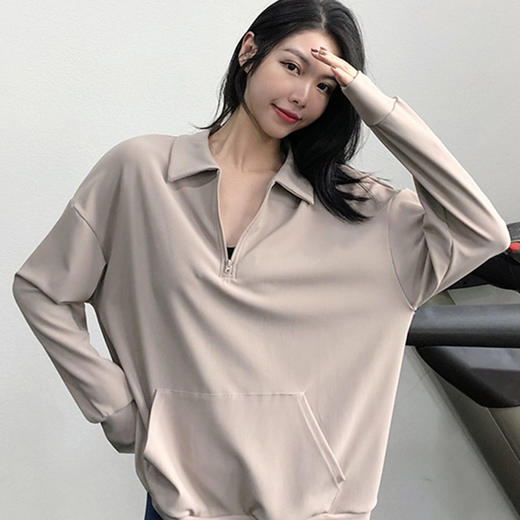 跃牌【禅语梵心系列】宽松半拉链健身长袖外套 无胸垫FX2101（不带胸垫） 商品图1