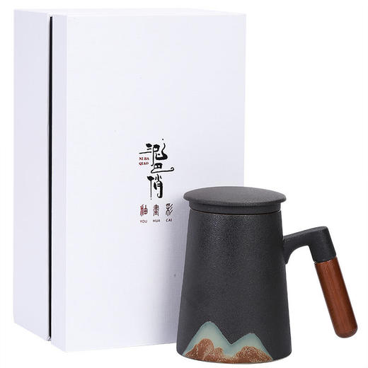 远山陶瓷马克杯带过滤泡茶杯茶水分离水杯办公带盖个人专用杯定制 商品图8
