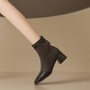 ZHR中跟短靴女2022秋冬新款韩版方头粗跟女靴百搭加绒保暖瘦瘦靴 商品缩略图7