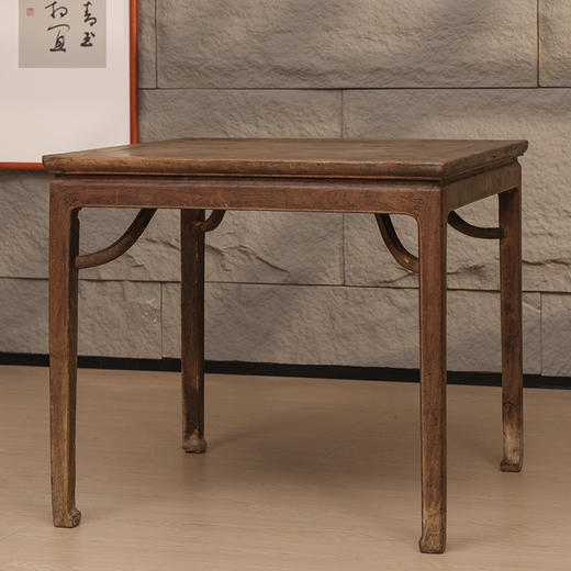 清早期 榉木霸王枨马蹄腿方桌 商品图4