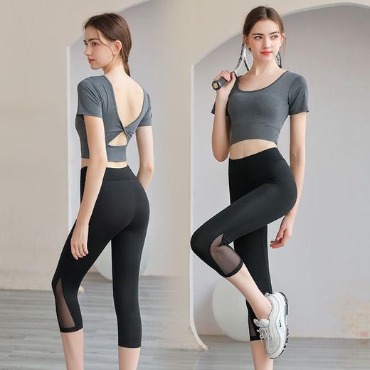 春季新款扭结高档瑜伽服套装女镂空健身服女跑步运动套装女健身衣 商品图8
