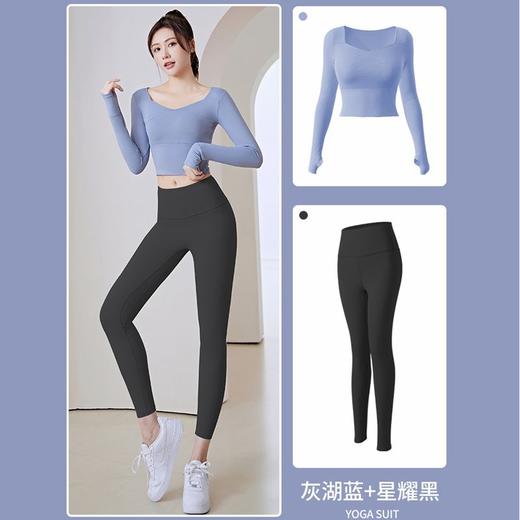运动上衣女秋冬新款健身速干跑步紧身训练长袖瑜伽服套装 商品图8