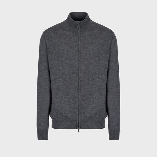EMPORIO ARMANI 阿玛尼 男士羊毛拉链针织开衫 深灰色 8N1MUZ 1MJXZ 0631 商品图0