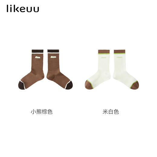 likeuu儿童袜子男女童春秋款中筒袜学生布绣棉袜长筒袜 商品图3