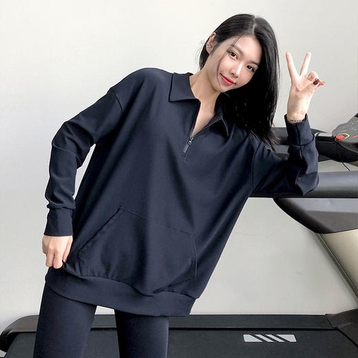 跃牌【禅语梵心系列】宽松半拉链健身长袖外套 无胸垫FX2101（不带胸垫） 商品图2