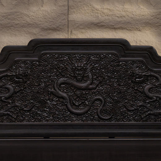 紫檀满雕云龙纹三围屏宝座 商品图1