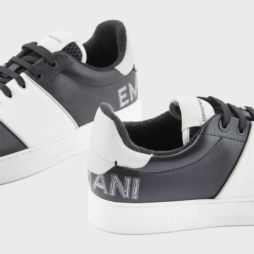 EMPORIO ARMANI 阿玛尼 男士对比色条纹皮革休闲运动鞋 混色 X4X597 XN603 S174 商品图3