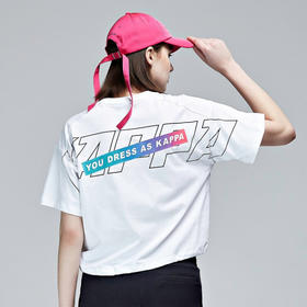 Kappa卡帕短袖2021新款女运动短袖休闲落肩T恤夏季圆领印花半袖K0B42TD75D 漂白-001 S