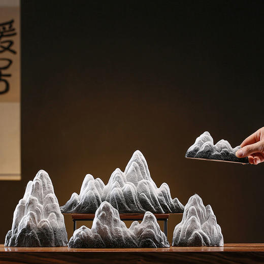 新中式禅意水族鱼缸造景假山陶瓷摆件大中小号桌面景观沙盘装饰品 商品图1