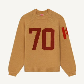 KENZO 高田贤三 男士 VARSITY 美利奴羊毛圆领长袖针织衫 驼色 FC65 PU315 3BA 14