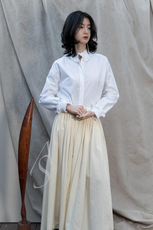 Ashlyn  米白色GINA抽褶半裙 商品图10