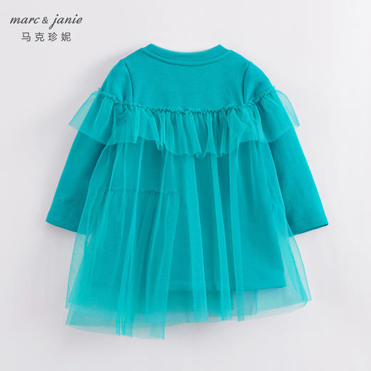 马克珍妮春装新款 女童拼接不规则网纱印花卫衣裙230132 商品图2