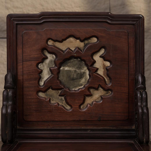 清 红木嵌云石背屏椅成堂（一堂四只） 商品图1