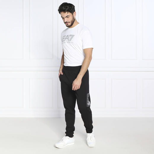EMPORIO ARMANI EA7 阿玛尼 男士棉质字母徽标印花休闲运动裤 黑色 6LPP68 PJ07Z 1200 商品图3