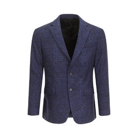 布兰施轻奢商务修身格纹经典羊毛西服