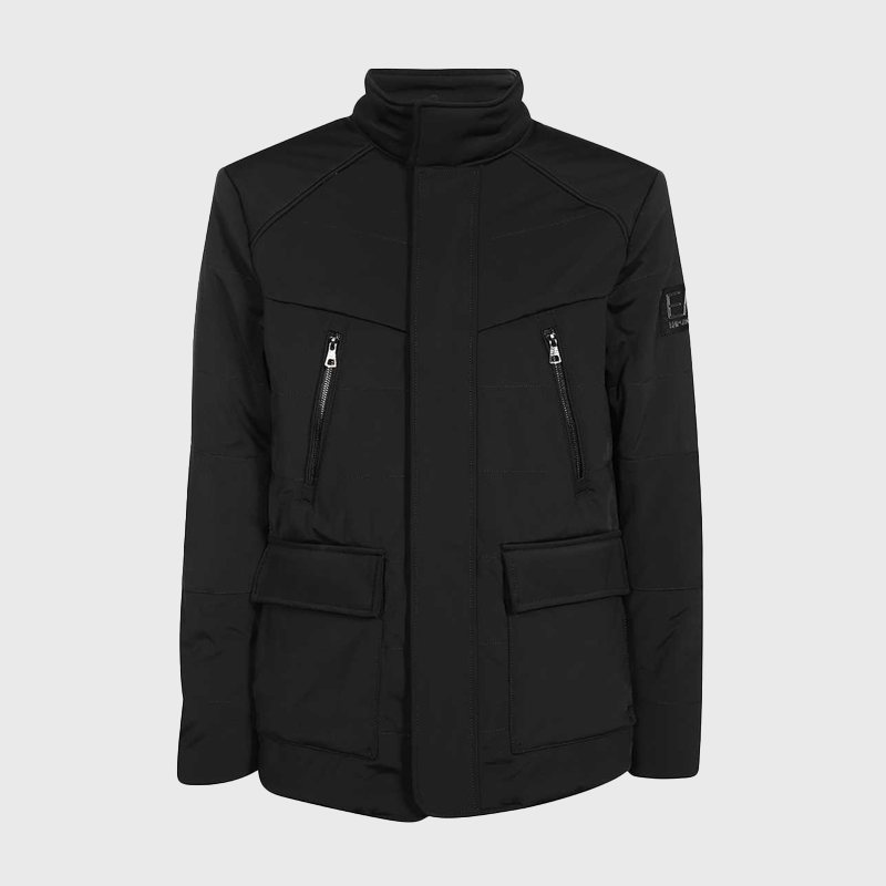 EMPORIO ARMANI EA7 阿玛尼 男士尼龙字母徽标棉服外套 黑色 6LPB30 PNR2Z 1200