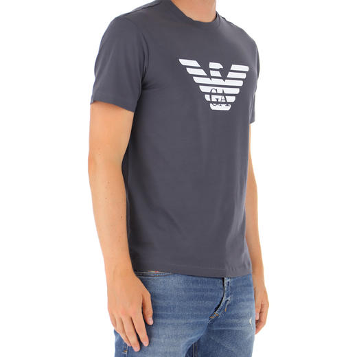 EMPORIO ARMANI 阿玛尼 男士棉质徽标印花圆领短袖T恤 深灰色 8N1TN5 1JPZZ 0686 商品图2