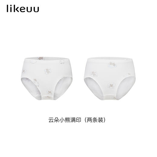 likeuu女童内裤3A抗菌云朵小熊满印少女三角裤中大童2条装新款 商品图4