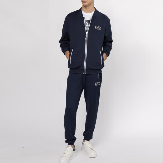 EMPORIO ARMANI EA7 阿玛尼 男士字母徽标贴花拉链卫衣外套 深蓝色 6LPM22 PJAHZ 1554 商品图3
