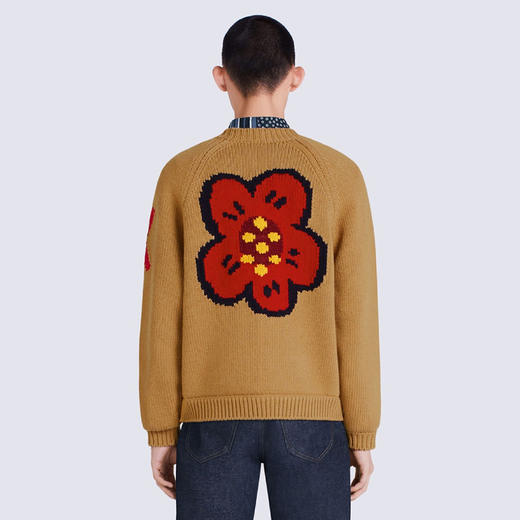 KENZO 高田贤三 男士 VARSITY 美利奴羊毛圆领长袖针织衫 驼色 FC65 PU315 3BA 14 商品图2
