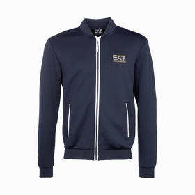 EMPORIO ARMANI EA7 阿玛尼 男士字母徽标贴花拉链卫衣外套 深蓝色 6LPM22 PJAHZ 1554