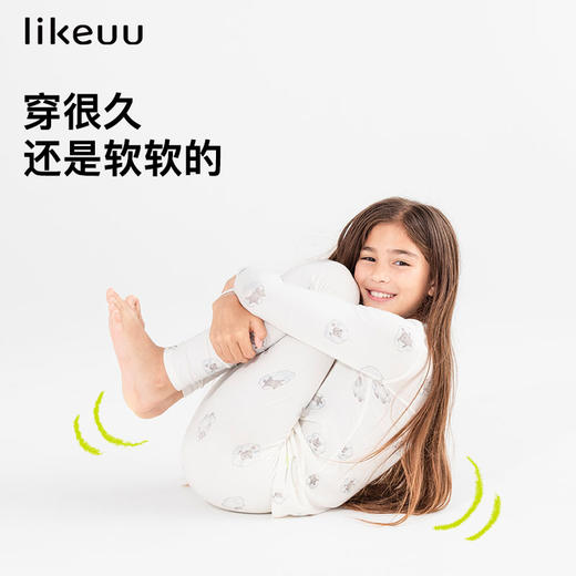 ubras旗下likeuu儿童家居服男女童春秋款云朵小熊满印圆领睡衣套 商品图1