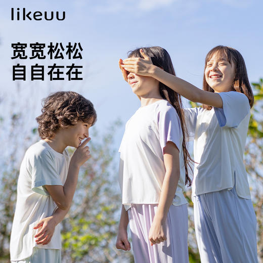 【低至6折】likeuu儿童家居服睡衣套装男女童学生短裤轻薄透气 商品图2