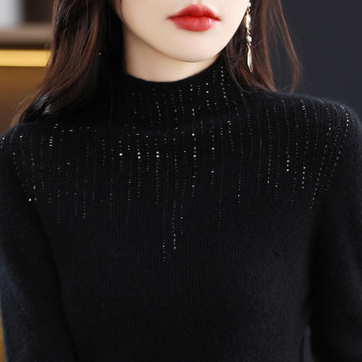 新款毛衣宽松半高领纯色显瘦针织打底衫 商品图4